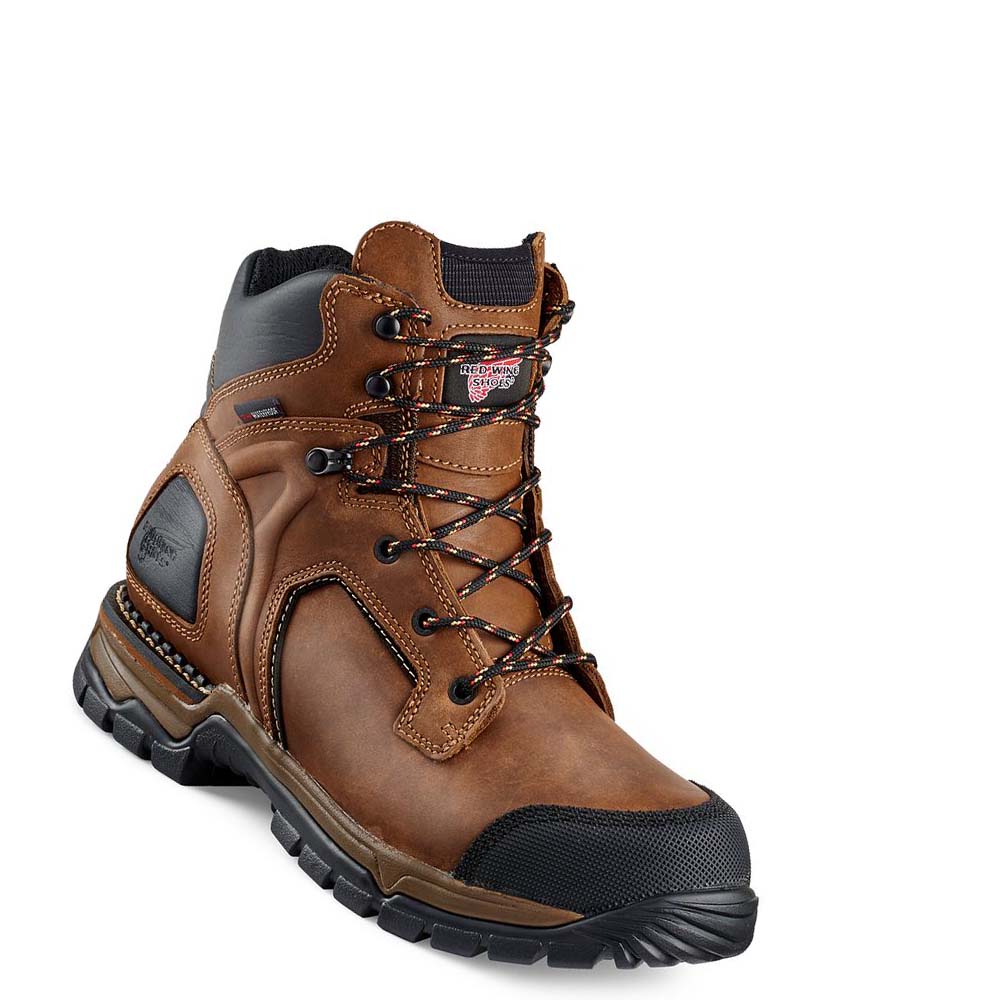 Red Wing 6-inch Waterproof Soft Toe Men\'s Work Boots Brown | ZA 95CTV